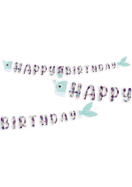 TPD0666 Balonevi, Pırıltılı Deniz Kızı, 2.50M ''happy Birthday'' Banner