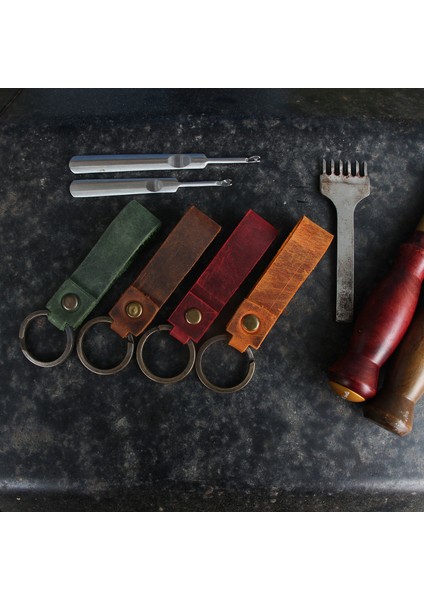 Hakiki Deri El Yapımı Anahtarlık Kırmızı - 2603 fiyatları