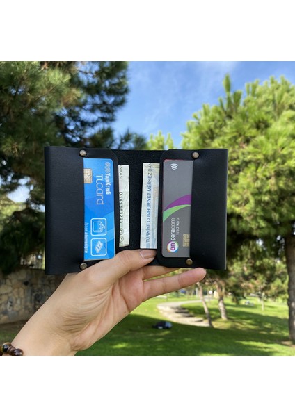 Hakiki Deri Siyah Cüzdan - Skull