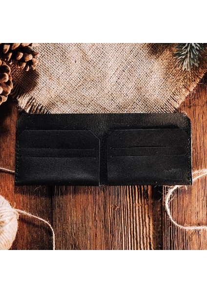 El Yapımı Siyah Hakiki Deri Cüzdan modelleri