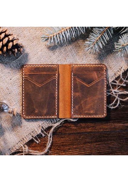 Pıne - Taba Kahverengi Hakiki Deri El Yapımı Cüzdan