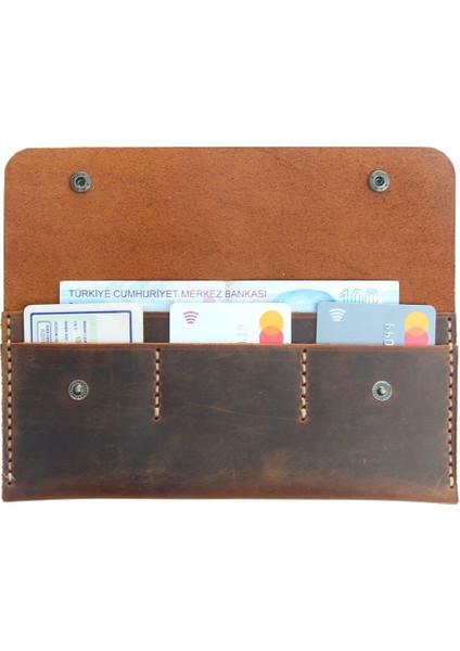 El Yapımı Hakiki Deri Cüzdan Taba Kahvesi -Duende modelleri