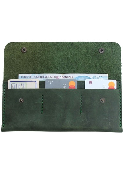 El Yapımı Hakiki Deri Cüzdan Yeşil - Duende fırsatları