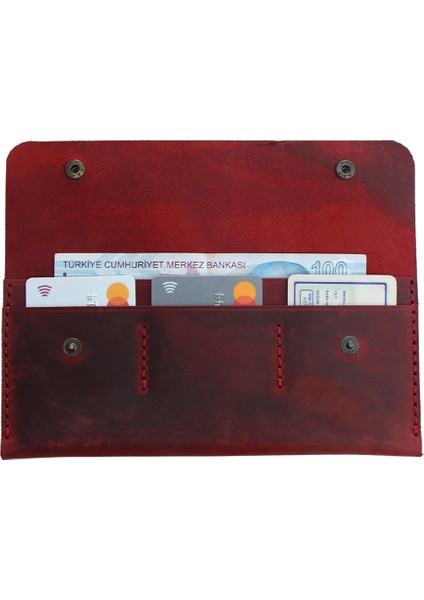 El Yapımı Hakiki Deri Cüzdan Kırmızı - Duende fırsatları