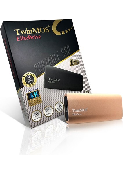 TwinMOS 1TB Taşınabilir Harici SSD USB 3.2/Type-C Gold (PSSDGGBMED32-G)