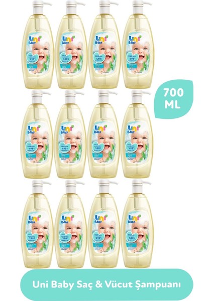 Saç ve Vücut Şampuan 700ML (Pompalı) (12 Li Set)