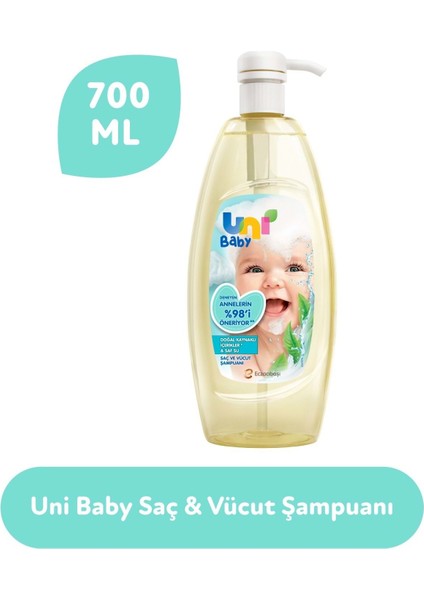 Uni Baby Saç ve Vücut Şampuan 700ML (Pompalı) (4 Lü Set)