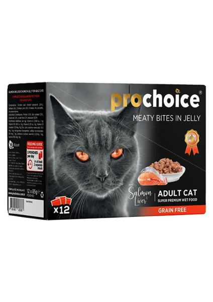 Prochoice Pouch Tahılsız Somon ve Ciğerli Yetişkin Yaş Kedi Maması 85 gr x 12