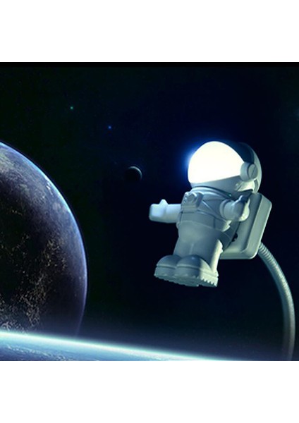 Lighthian USB LED Okuma Işığı Lamba Bilgisayar Uzay Adamı Astronot Esnek USB Gece Işığı (Yurt Dışından)