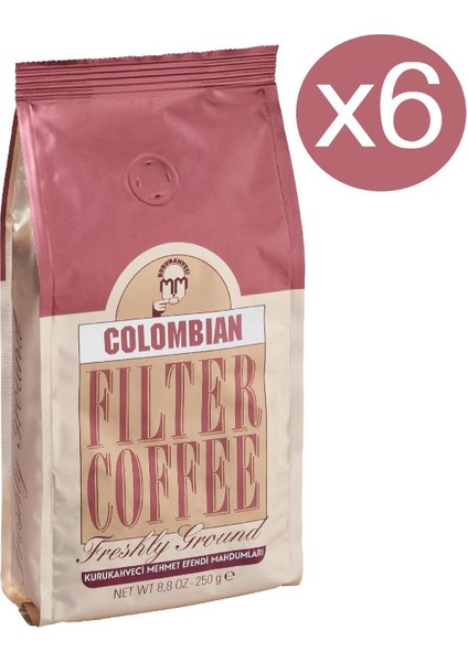 Kurukahveci Mehmet Efendi  Colombian Filtre Kahve 250 gr x 6 Adet