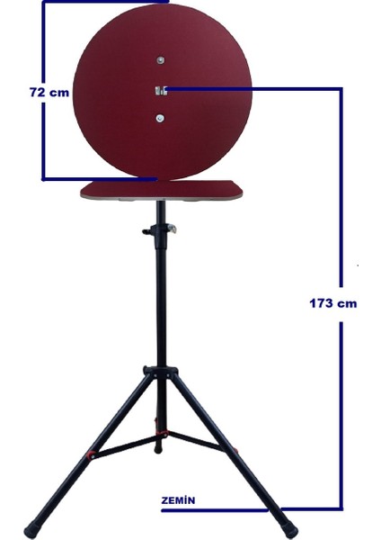 Dartsan Raf Düzenekli Tripod Ayaklı Dart Arkalık Stand Seti. Bordo Renk.