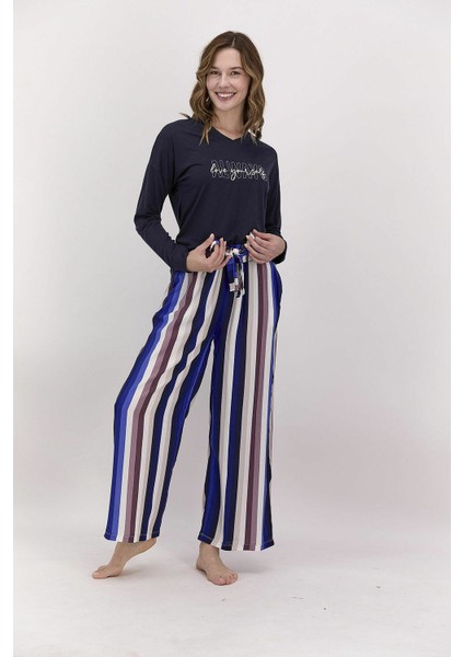 Arnetta 1481 Always Love Yourself Lacivert Kadın Uzun Kol Pijama Takımı fiyatları