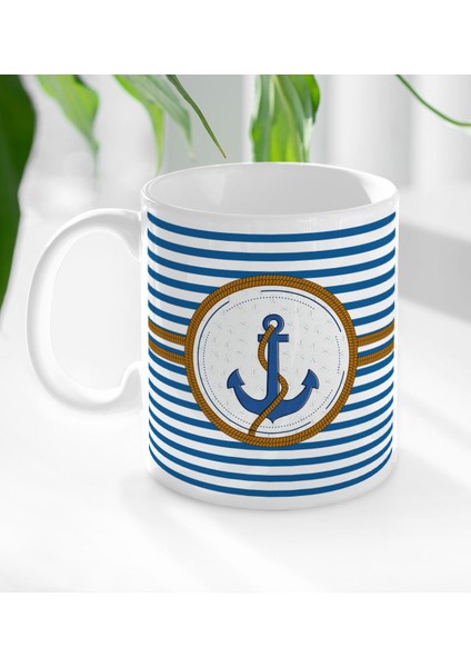 Gift Çapa Tasarımlı Beyaz Kupa Bardak-2