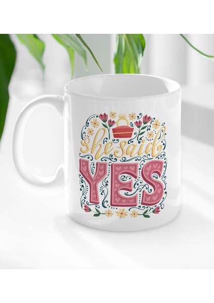 Gift She Said Yes Tasarımlı Beyaz Kupa Bardak-5