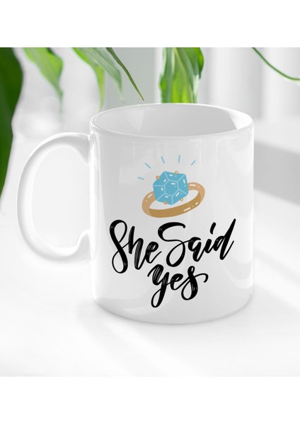 Gift She Said Yes Tasarımlı Beyaz Kupa Bardak-2