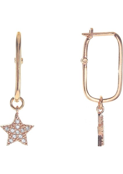 Gümüş Yıldız Zirkon Taşlı Göçmen Küpe