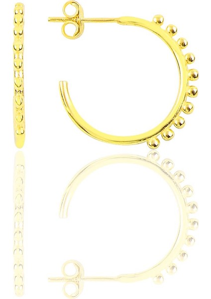 Gümüş 21 mm Çapında Toplu Halka Yarım Halka Küpe