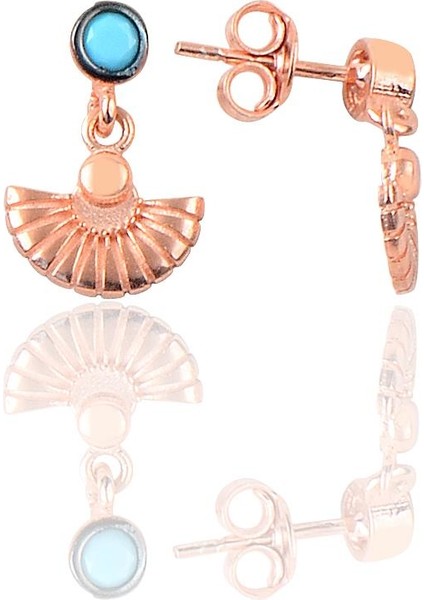 Gümüş Turkuaz Taşlı Midye Modeli Küpe