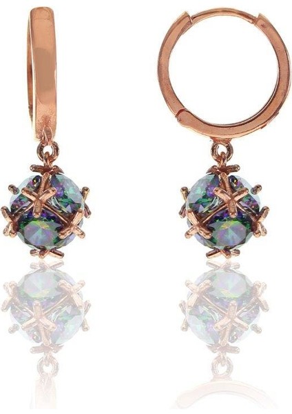 Mistik Topaz Taşlı Top Küpe