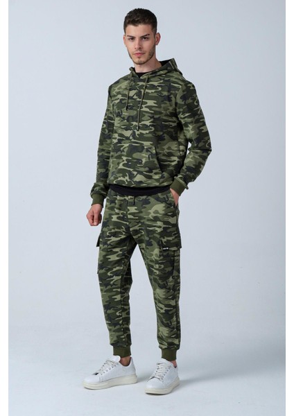 Kamuflaj Desenli Kapüşonlu Sweatshirt (E21-72100)
