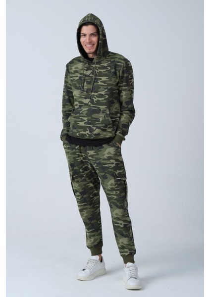 Kamuflaj Desenli Kapüşonlu Sweatshirt (E21-72100)