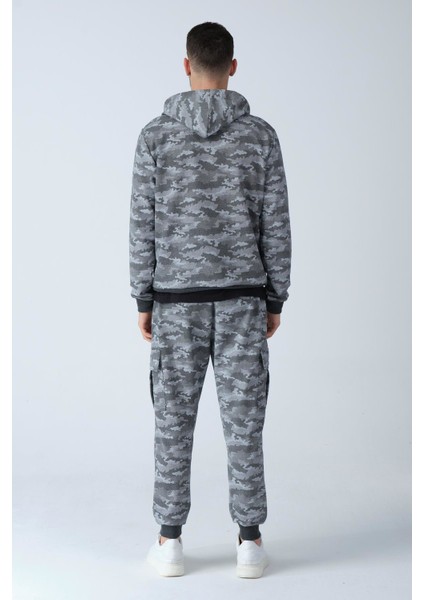 Kamuflaj Desenli Kapüşonlu Sweatshirt (E21-72100)