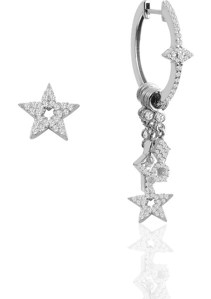 Gümüş Lotus Modeli Şans Küpesi