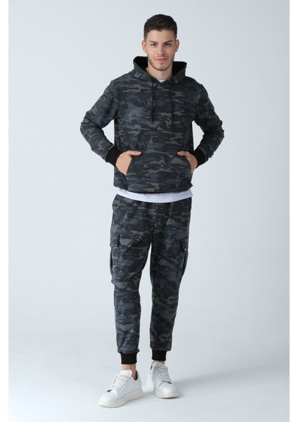Kamuflaj Desenli Kapüşonlu Sweatshirt (E21-72100)
