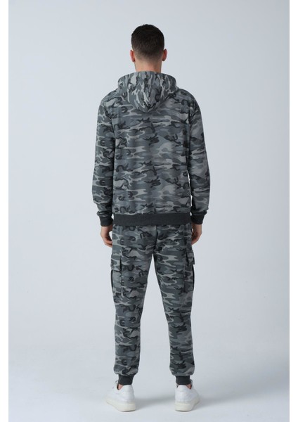 Kamuflaj Desenli Kapüşonlu Sweatshirt (E21-72100)