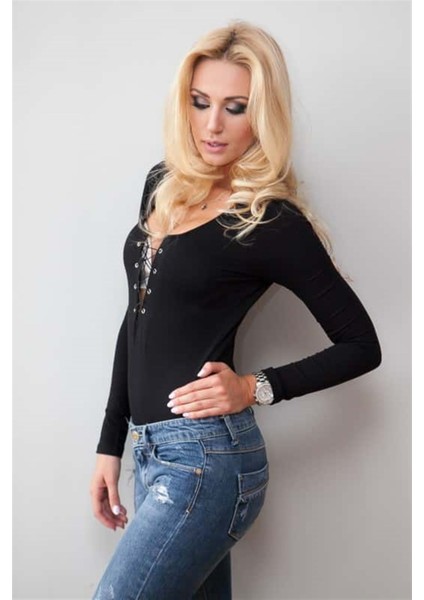 Bağcıklı Uzun Kollu Zıbın Body