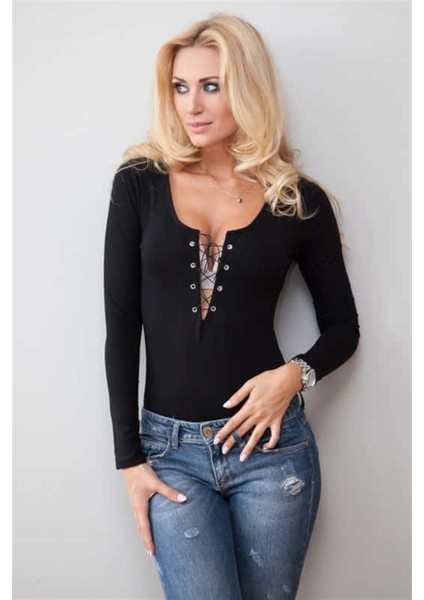 Bağcıklı Uzun Kollu Zıbın Body