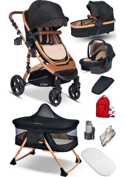 9 In 1 Set Baby Home 946 Single-To Travel Sistem Bebek Arabası ve 510 Lulla-Go Anne Yanı Bebek Sepeti Beşik