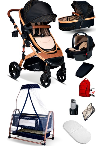 9 In 1 Set Baby Home 946 Single-To Travel Sistem Bebek Arabası ve 505 Maya Anne Yanı Bebek Sepeti Beşik