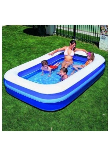 Dikdörtgen Şişme Jumbo Boy Aile Havuzu 262 x 175 x 51 cm + Pompa