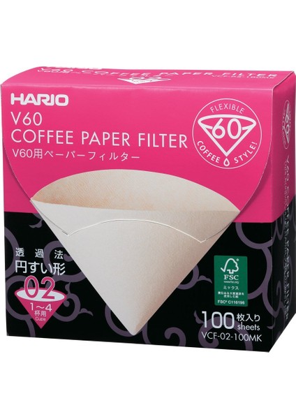 V60 02 Dripper Filtresi Natürel Kutulu (100 Adet)