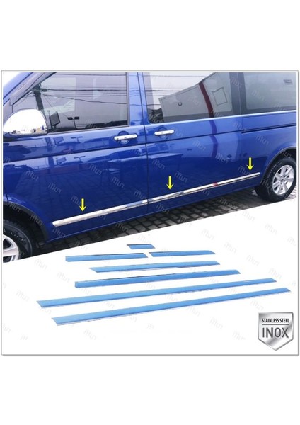 Vw T5 Transporter Krom Yan Kapı Çıtası 7 Prç 2003-2015 P.çelik (Uzun Şase)