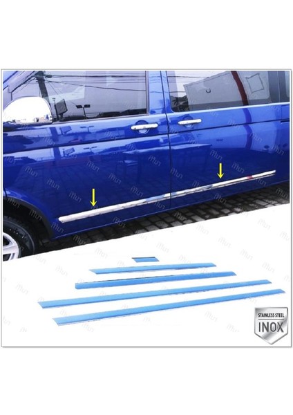 Vw T5 Transporter Krom Yan Kapı Çıtası 5 Prç 2003-2015 P.çelik (Kısa Şase)
