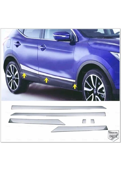 Nissan Qashqai 2014 -2021 Krom Yan Kapı Çıtası 6 Prç. P. Çelik