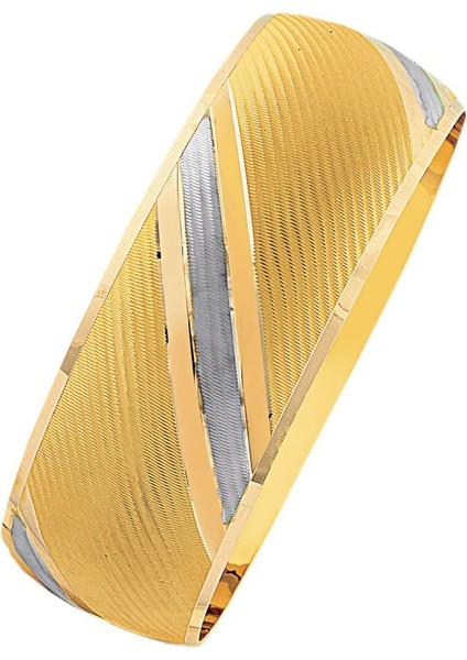 Mega Bilezik 14 Ayar Altın Rojdalı Simli Model 25 Gram
