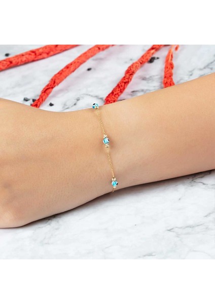 Boncuklu Dorika Bileklik 1.50 Gram 14 Ayar Altın