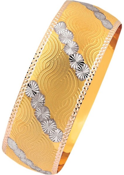 14 Ayar Altın Mega Bilezik Ebru Model 25 Gram