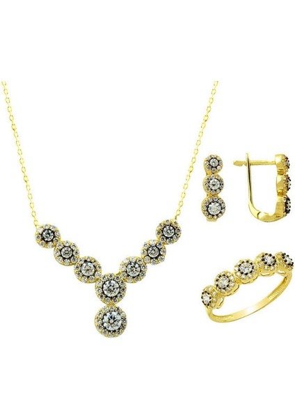 Beyaz Papatya Altın Üçlü Set