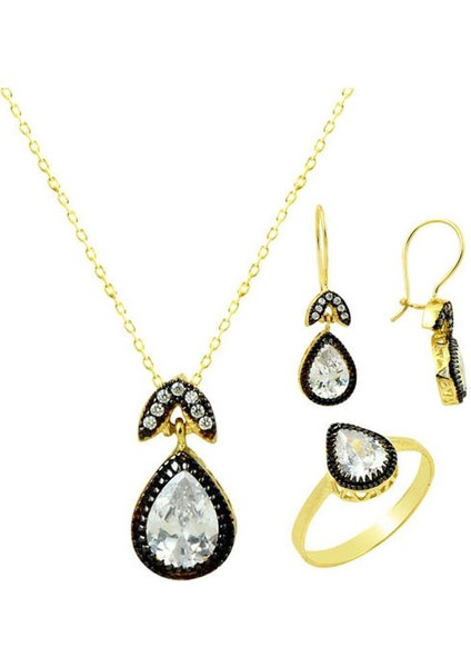 Damla Model Altın Üçlü Set