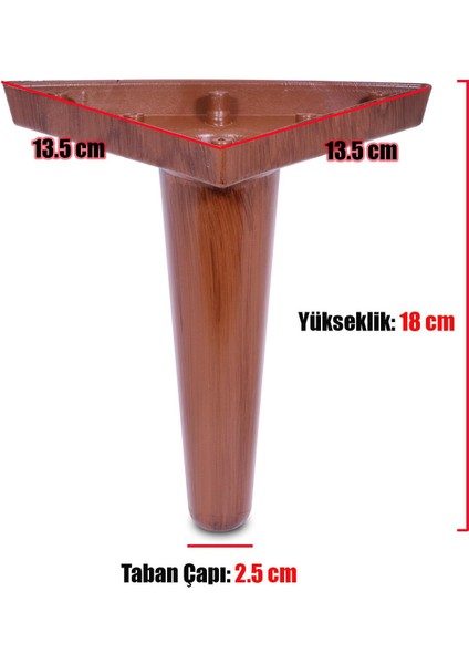 Mobilya Kanepe Sehpa Puf Koltuk Ayağı 18 Cm Kahverengi Baza Ayakları