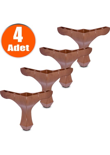 Mobilya Kanepe Sehpa Puf Koltuk Ayağı 14 Cm Kahve Baza Ayakları (4 Adet)
