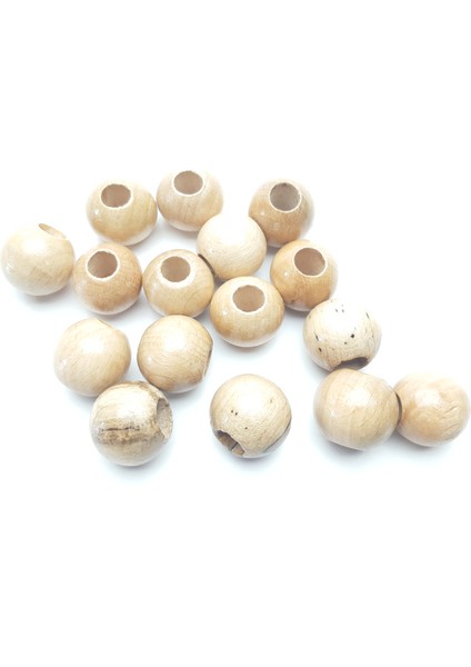 Natural Ahşap Boncuk Cilalı Dairesel 14 mm 120 gr