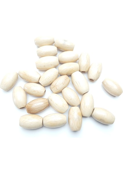 Natural Ahşap Boncuk Cilalı Oval 14 mm 120 gr