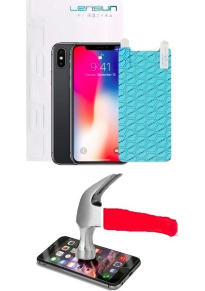 Ideacorp iPhone Se Ön ve Arka Ekran Koruyucu Mucize Kırılmaz Lensun