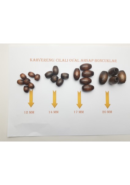 Kahverengi Ahşap Boncuk Cilalı Oval 14 mm 120 gr fiyatları