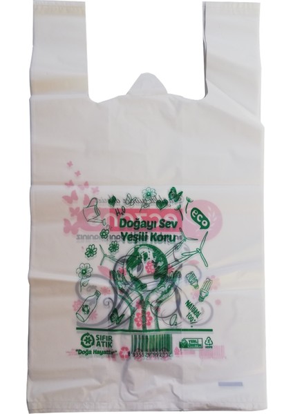 Merpak Ambalaj Bio Eczane Poşeti Baskılı Desenli Büyük Atlet Boy Poşet 30 x 55 cm 1 kg 75'li